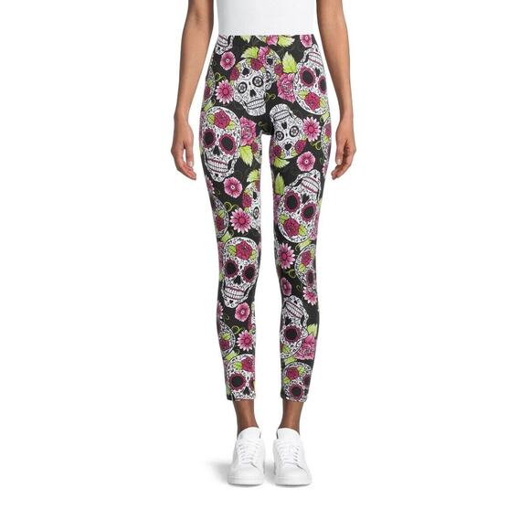 No Boundaries Womens juniors Halloween Sugar Skull Ankle Leggings Size XXL 19 - Picture 1 of 3